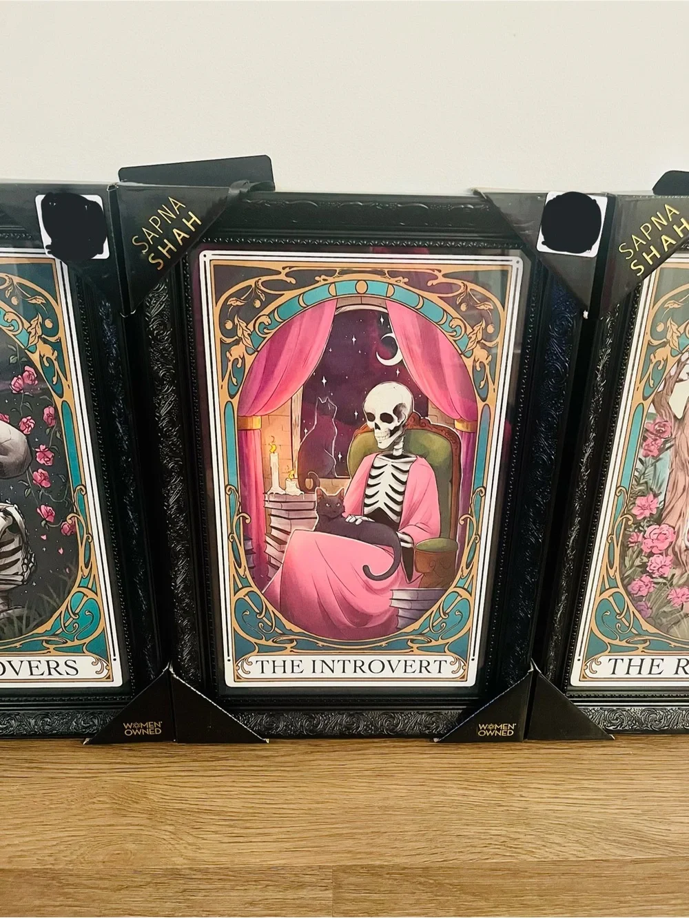 New Viral Sapna Shah Skeleton Tarot Framed Wall Art Set of 4